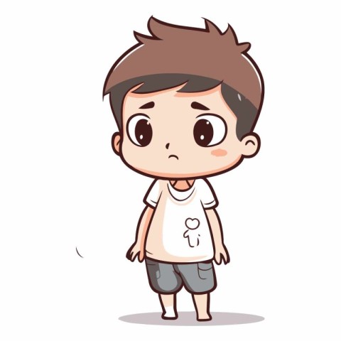 Boy in shorts and t-shirt. Vector cartoon character illustration