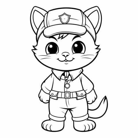 Black and White Cartoon Illustration of Cute Cat Animal Characte