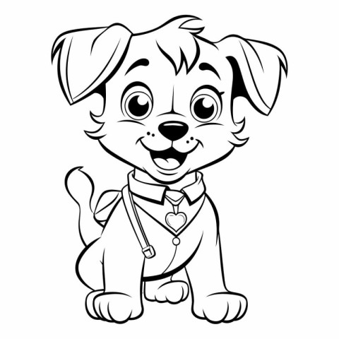 Cute cartoon puppy with bow tie for your design