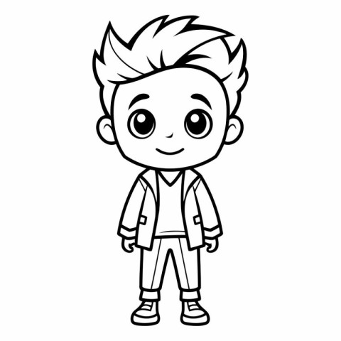 cute little boy with hairstyle and casual clothes vector illustr