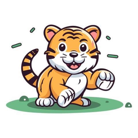 Cute tiger cartoon character. Isolated on white background.