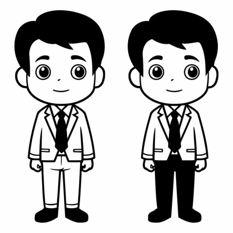 Businessman and businesswoman cartoon in black and white vector