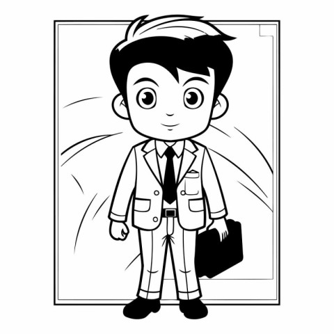 Businessman cartoon with briefcase inside frame icon vector illu