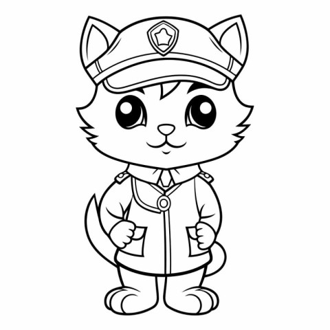 Coloring book for children: Cat in the form of a policeman