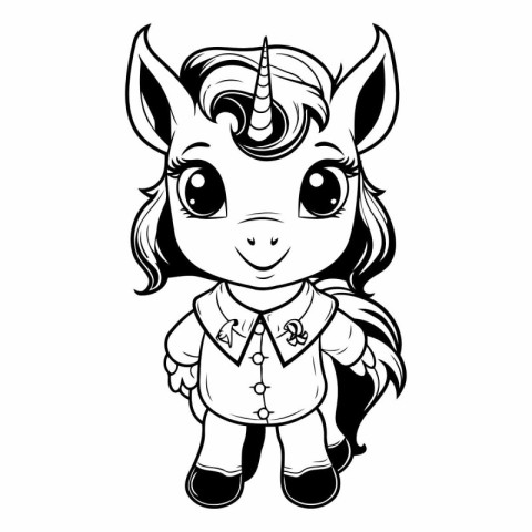 Unicorn. Black and white vector illustration for coloring book.