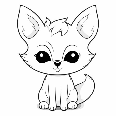 Cute cartoon fox isolated on a white background.