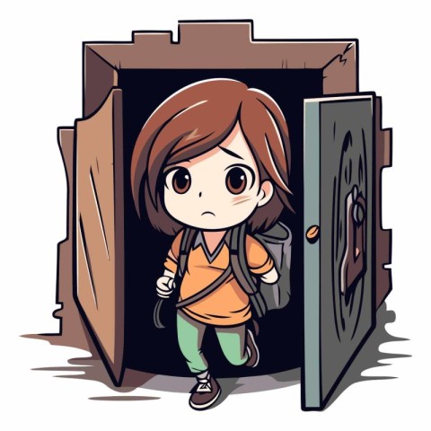 Cute little girl coming out of the safe.