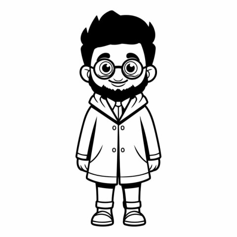 cute boy with coat and glasses vector illustration graphic desig