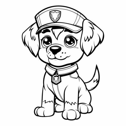 Cute Cartoon Police Dog for coloring book or page