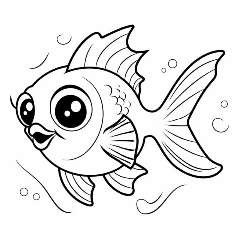 Coloring Page Outline Of a cartoon goldfish.