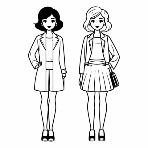 Fashion women friends cartoon vector illustration graphic design