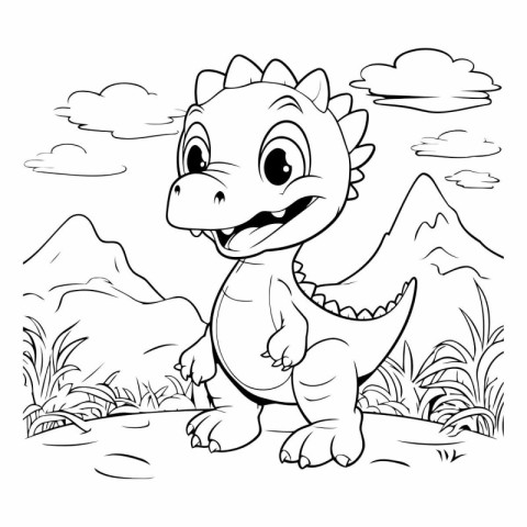 Dinosaur Coloring Page Outline Of cartoon character.