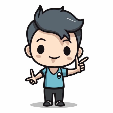 Cute Boy Pointing - Cartoon Vector IllustrationÃ¯Â»Â¿