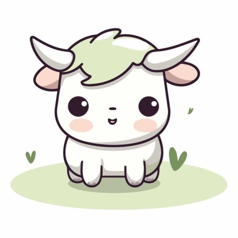 Cute cartoon cow on the grass of a cute cow.