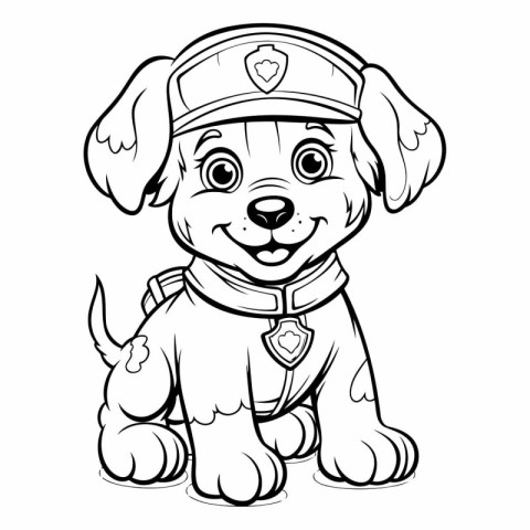 Cute puppy in a cap of the police.