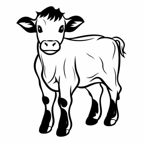 Cow. black and white vector illustration isolated on a white bac