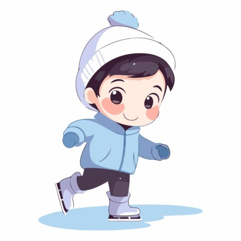 cute little boy skating on ice. eps