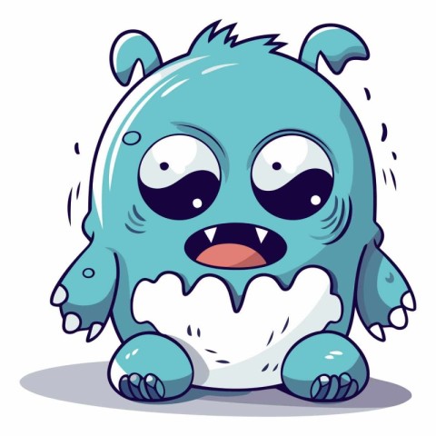 Illustration of a Cute Cartoon Monster with a Crying Face