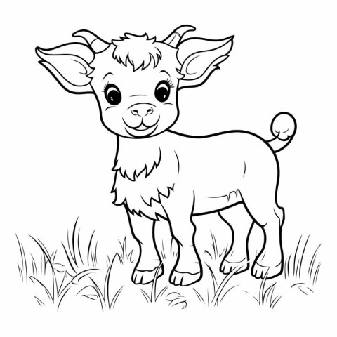 Cute little calf standing in the grass. Coloring book for childr