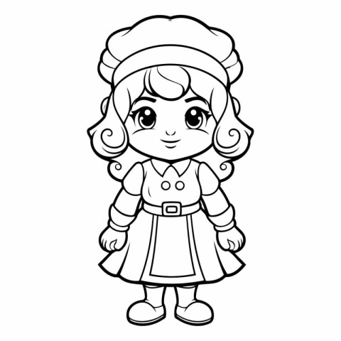 Coloring Page Outline Of cartoon girl wearing christmas costume.