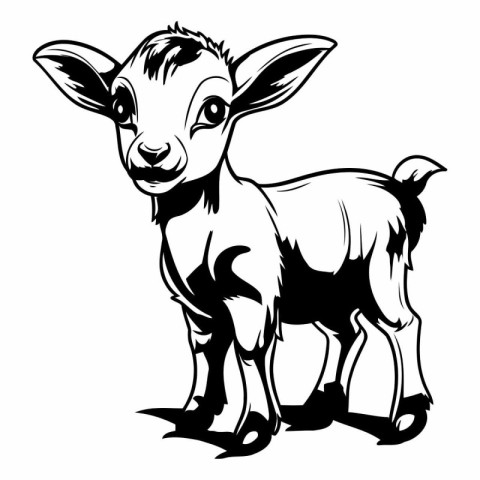 Vector image of a goat on a white background. Cartoon style.