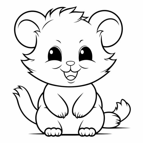 Cute cartoon beaver - Coloring book for adults vector illustrati