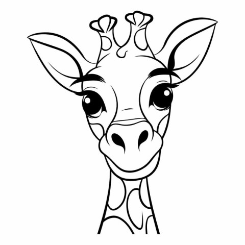 Giraffe head with crown for coloring book.