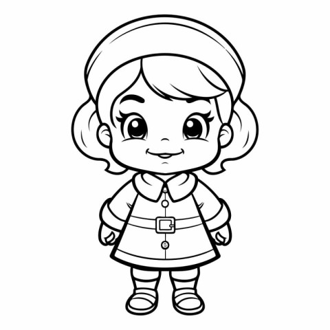 Coloring book for children: Girl in traditional clothes.