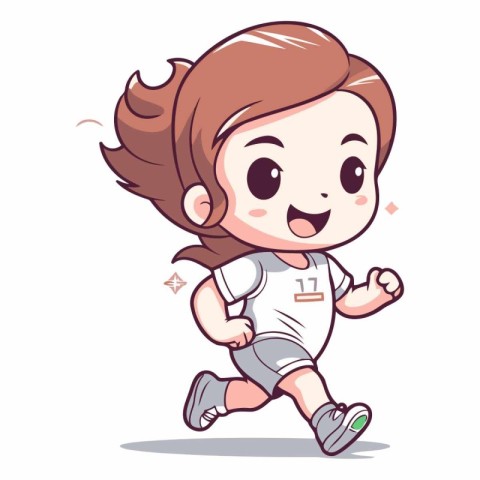 Cute Girl Running - Cartoon Vector IllustrationÃ¯Â»Â¿