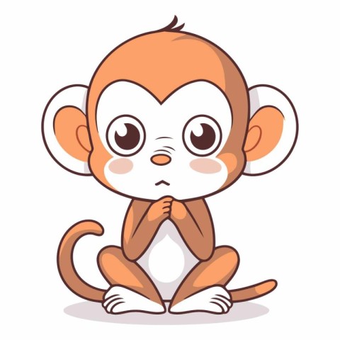 Cute monkey cartoon isolated on a white background.