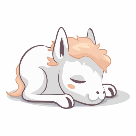 Illustration of a Cute Horse Sleeping on a White Background.