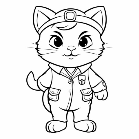 Black and White Cartoon Illustration of Cute Cat Animal Coloring