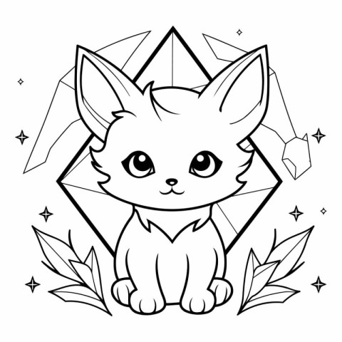 Cute cartoon fox coloring page for adults and children