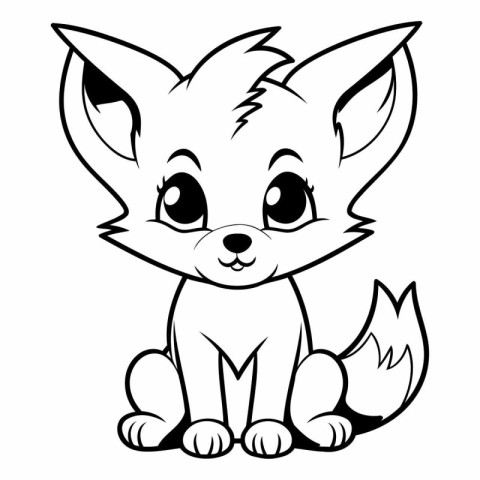 Cute Cartoon Fox - Coloring Book Vector Illustration. EPS10