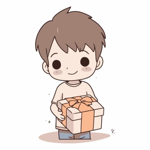 boy holding a gift box of a boy holding a gift box.