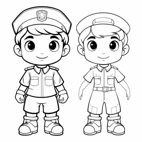 Coloring Page Outline Of Cartoon Policeman and Policeman Charact