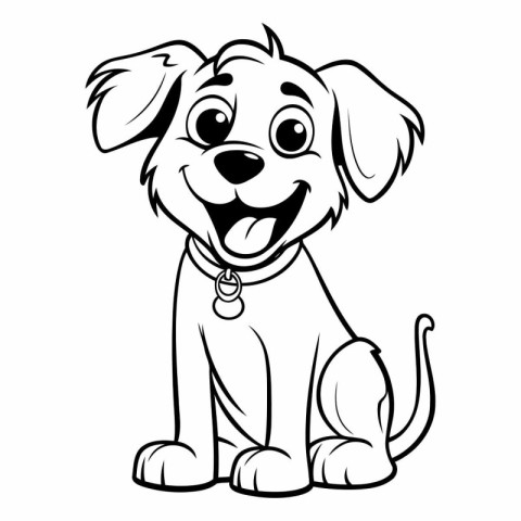 Black and White Cartoon Illustration of Cute Puppy Dog Animal Ch