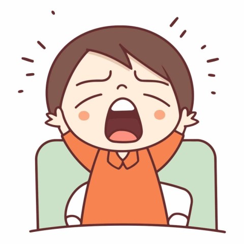 Illustration of a Kid Boy Crying Out Loudly. Vector