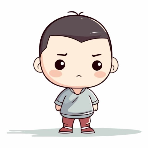 Cute little boy wearing casual clothes. Vector cartoon character