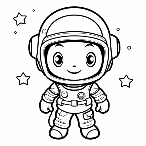 Vector illustration of Cute cartoon astronaut on white backgroun