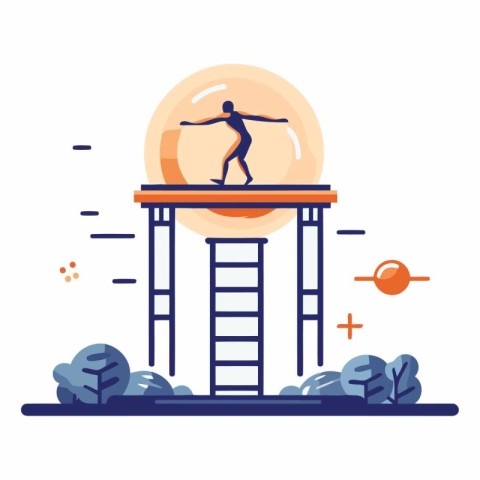 Vector illustration of a man exercising at the gym. Flat design.