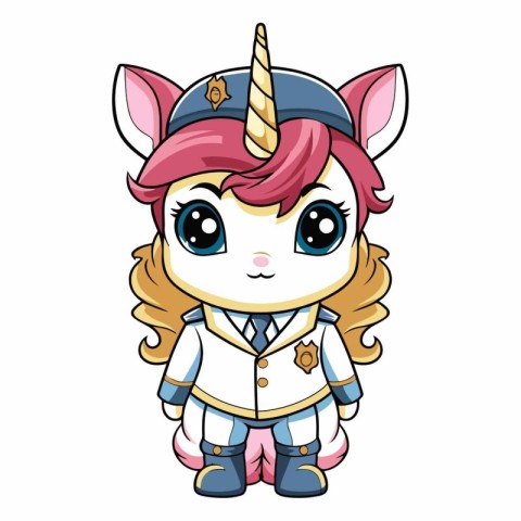 Cute cartoon unicorn isolated on a white background.