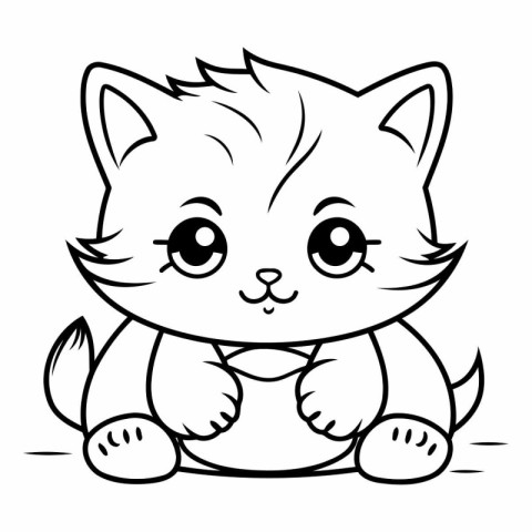 Cute cartoon cat. Coloring book page.