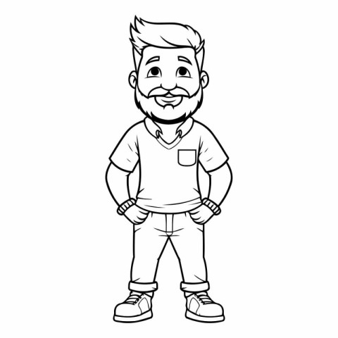 Hipster man cartoon in black and white vector illustration graph