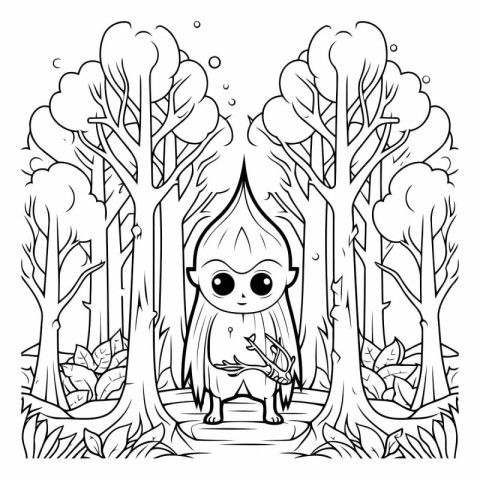 Cute little hedgehog in the forest. Coloring book for children.