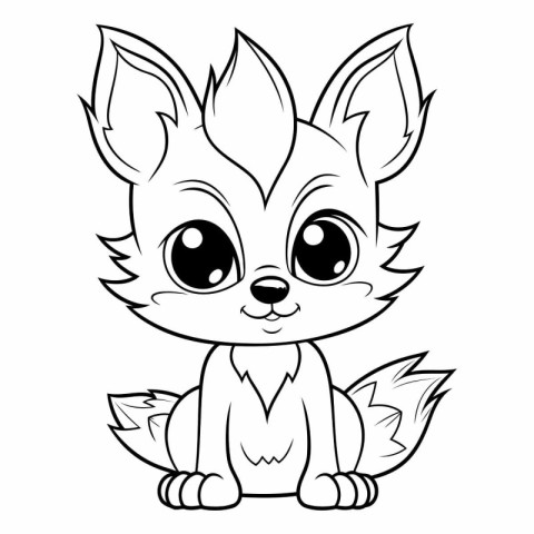 Cute little fox for coloring book or page.