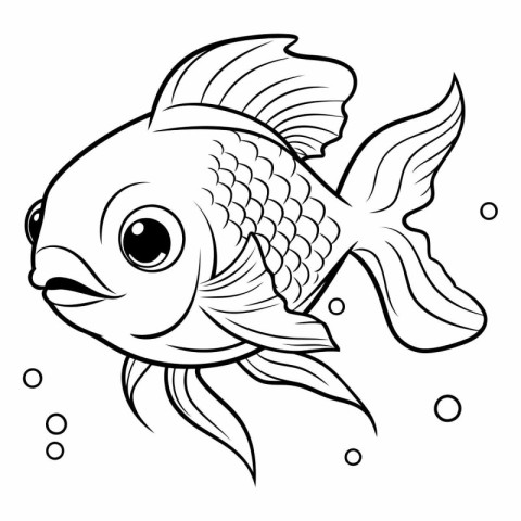 Black and White Cartoon Illustration of Cute Fish for Coloring B