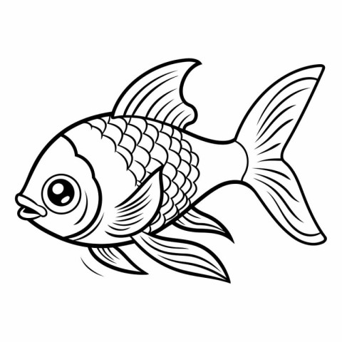 Fish icon of a fish. Black and white fish.