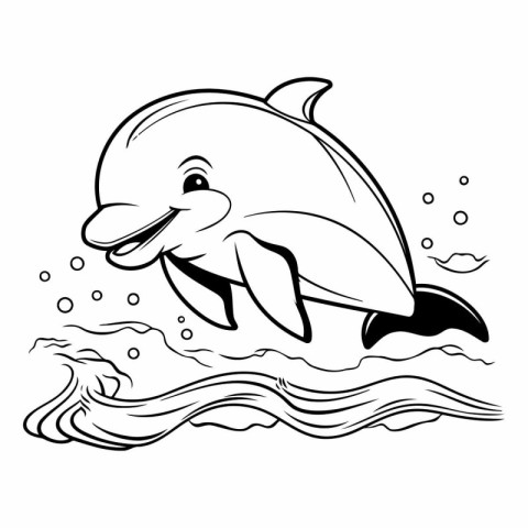 Coloring book for children: dolphin in the sea