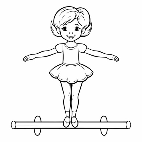 Coloring Page Outline Of a Little Girl Ballet Dancer